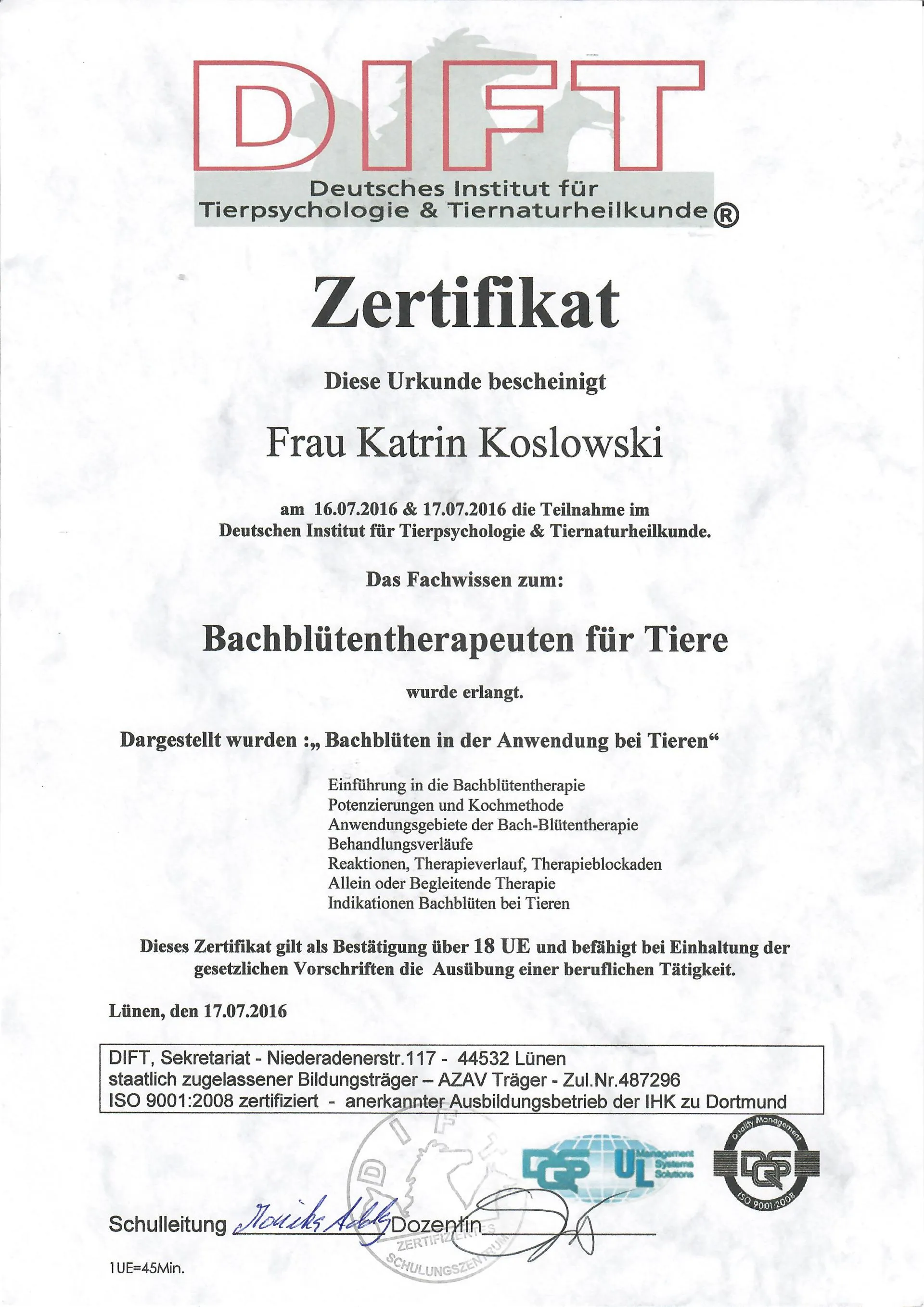 Osteopathie und Physiotherapie Hunde Behandlung Dorsten Bild Bachblueten